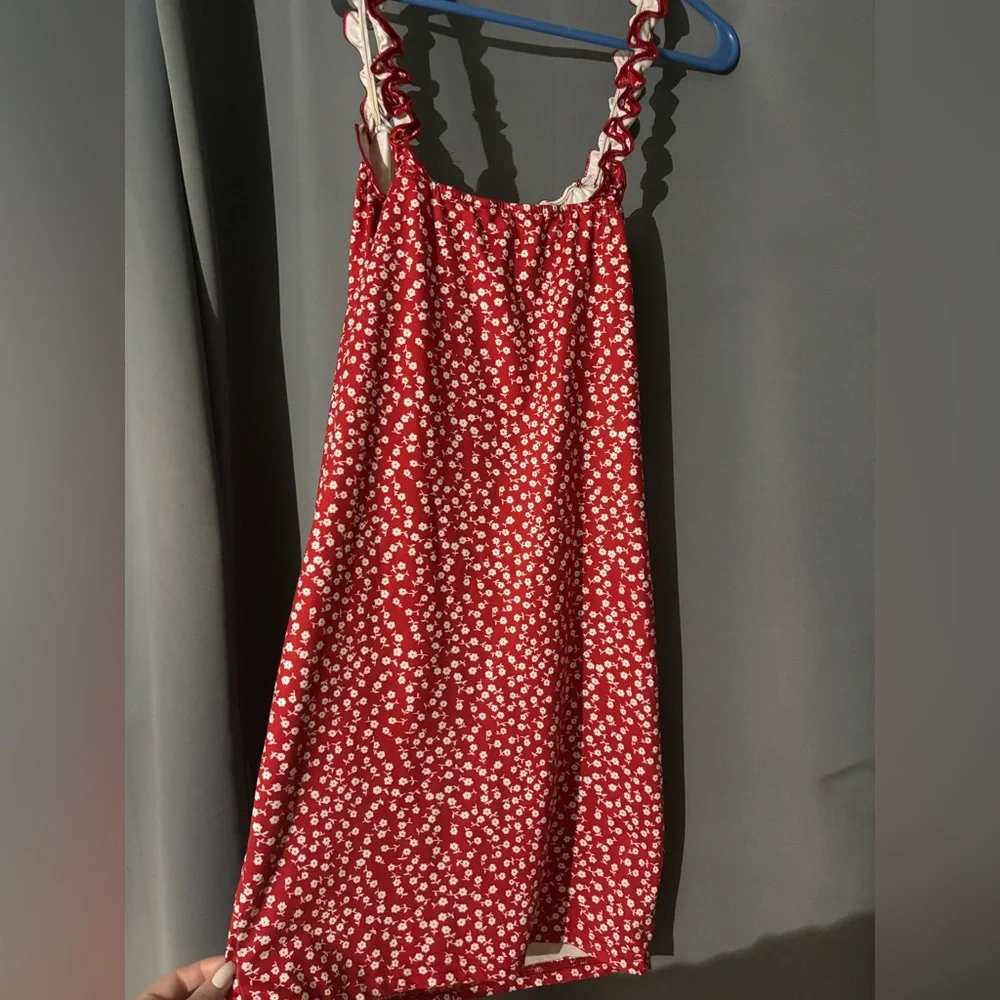 Red Floral Mini Dress - Picture 3 of 4